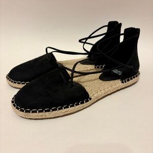 Eileen Fisher Black Lace Espadrille Sandals